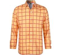 Yellow Checked Shirt Mens with Long Sleeve and Button-Down Autumn and Spring Cowboy Outfit Slim Fit Casual Plaid Shirt Adult World Book Day Costumes for Festival, Cosplay, Office, Daily,Orange,XXL