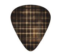 Yellow checkered Printed pick set - 12 pieces, thin, medium and thick guitar picks, suitable for guitar, bass, electric guitar and ukulele