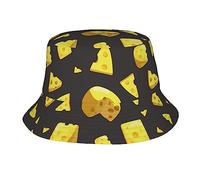 Yellow Cheese Pattern Bucket Hat Fisherman Hats Packable Sun Cap Outdoor Summer Travel Beach Cap for Women Men Unisex