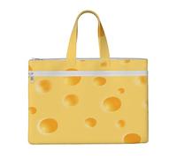 Yellow Cheese Pattern,Canvas Document Bag Zipper File Tote Bag Handbag Briefcase for School Office