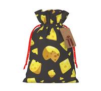 Yellow Cheese Pattern Christmas Drawstring Gift Bags Reusable Xmas Presents Storage Bags Party Favorstags 4.7 * 6.9ins