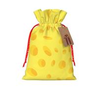 Yellow Cheese Pattern Christmas Drawstring Gift Bags Reusable Xmas Presents Storage Bags Party Favorstags 4.7 * 6.9inm