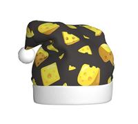 Yellow Cheese Pattern Christmas Hat Santa Hat Cap For Unisex Adults Xmas New Year Festive Holiday Party Decoration And Supplies