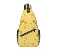 Yellow Cheese Pattern Sling Bag,Casual Crossbody Shoulder Bag Hiking Daypack Crossbody Shoulder Backpack Travel Chest Pack for Men Women