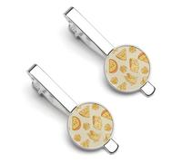 Yellow Cheese Pattern Tie Clips for Men 2 Pcs Necktie Bar Pinch Clothing Accessories Suitable for Wedding Business Anniversary