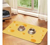 Yellow Cheese Pattern,Waterproof Pet Feeding Mat,PU Leather Placemats for Cat Dog Water Bowl,Food Mats,30x45cm