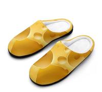 Yellow Cheese with Holes Slippers Women Winter Warm Cotton Hotel Slippers Anti-Slip Indoor Slip-Ons House Shoes 11-12(42-43)