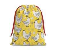 YELLOW chicken Print Christmas Drawstring Bags,Wedding Party Gifts wrapping bag,DIY Craft,Xmas,Presents