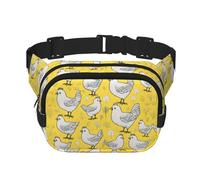 YELLOW chicken Print Men and Women Square Double Layer Waist Bag Workout Crossbody Travel Waist Bag, Black, One Size