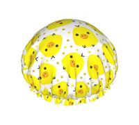 Yellow chicken reusable luxury shower cap for women, double layers protective elastic for ladies spa salon