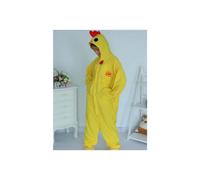 (Yellow chicken, S) Snow Monster Elf Santa Claus Couple Cartoon One-Piece Pajamas Hooded Polar Fleece Home Clothes Animal Performance