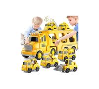 (Yellow) Children Diecast Carrier Truck Toy Fire Engine Car Engineering Excavator Vehicles Aircraft Plastic Truck Model Sets Boy Kid Gift