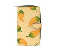 Yellow Chili Pepper Long Purses for Women Leather Card Holder Mens Wallet Coin Purse