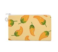 Yellow Chili Pepper Portable Canvas Coin Purse Fashion Pencil Case Travel Makeup Bag