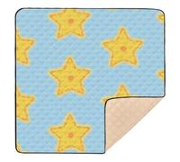 Yellow Christmas Stars Soft Foam Baby Playmat for Indoor Outdoor Non-Toxic Tummy Time Activity Mat for Baby Toddler Infant, 50'' x 50''