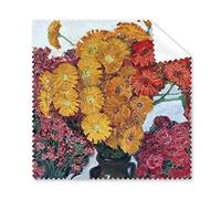 Yellow Chrysanthemum Red Rose In Vase Oil Painting Glasses Cloth Cleaning Cloth Gift Phone Screen Cleaner 5pcs