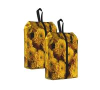 Yellow Chrysanthemums Printed Travel Shoe Storage Bag Waterproof Jacquard Fabric is Lightweight, with Strong Handle and Central Zipper.