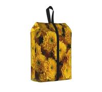 Yellow Chrysanthemums Printed Travel Shoe Storage Bag Waterproof Jacquard Fabric is Lightweight, with Strong Handle and Central Zipper.