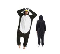 (Yellow circle on face-Little Black Penguin, S size recommended height 145-158cm) Black, yellow, rose, red and blue penguin cartoon animal one-piece pajamas adult stage performance costume Kigurumi