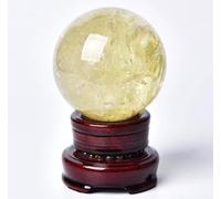 Yellow Citrine Sphere with Base,Polished Stone Ball Ornaments,Home Decorative Crystal Ball for Wealth, Success & Abundance,90mm