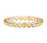 Yellow Citrines Crystal Beads BraceletNatural Quartzs Stone Malachite Agates Jewelry,4.Citrine,19cm Household (Color : 12.Imitation Amber, Size : 17cm)