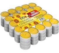 Yellow Citronella Tealight Candles - Mosquito Fly Insect Repeller - Wax Real Flame - Summer Candles for Indoor Outdoor (Pack of 100)