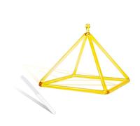 Yellow Clear Crystal Quartz Pyramid 5-12 Inch Merkaba Sound Therapy Meditation Yoga Meditation Stress Relief Corner Rack Percussion Instruments Including Crystal P,11 Inch