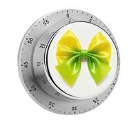 Yellow Colorful Bow Mechanical Kitchen Timer Digital Timer with Magnetic Base 60-Minute Visual Countdown Stainless Steel Timers for Cooking, Baking, Eggs & Classroom Use, Loud Alarm