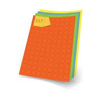 Yellow Coloured Round A4 Labels, 19mm Diameter, 20 Sheets per Pack, 117 Labels per A4 Sheet, 2340 Labels in Total, Inkjet or Laser Printer Friendly