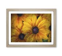 Yellow Coneflowers Painting Modern Art Framed Print | A3 Oak Framed Wall Art | Ready to Hang | Modern Historical Picture | Living Room Bedroom Lounge Office