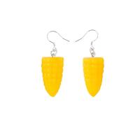 Yellow Corn Earrings for Women Handmade 3D Corn Drop Earrings Thanksgiving Day Holiday Jewelry, Moderate type, Metal, No Gemstone