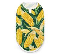 Yellow Corn Green Leaves Dog And Cat Clothes Pet Summer Sleeveless T Shirt Basic Vest L