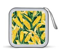 Yellow Corn Green Leaves Portable CD Case Holder 48 Capacity Travel DVD Storage Boxs Wallet Bag