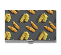 Yellow Corn On The Cob Business Card Wallet Credit Card Holder Metal Square Small Pocket Purse