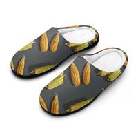 Yellow Corn On The Cob Slippers Women Winter Warm Cotton Hotel Slippers Anti-Slip Indoor Slip-Ons House Shoes 7-8（39-40