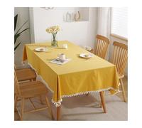Yellow Cotton Linen Tablecloth 140x200 cm - Rectangular Machine Washable Solid Color Perfect for Outdoor Dining Picnics Al Fresco Gatherings & Events