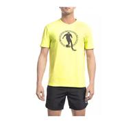 Yellow Cotton T-Shirt with Front Print - male - Bikkembergs - T-Shirts - Yellow - M - Tops M