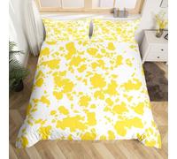 Yellow Cowhide Duvet Cover Set Cartoon Cow Print Single Bedding Sets for Girls,Farmhouse Western Animals Skin Comforter Cover Cowboys Gifts for Women Bed Set,Kawaii Room Decor