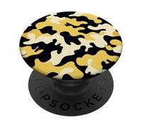 Yellow Cream and Black Camouflage Art Pretty Pattern Camo PopSockets Swappable PopGrip