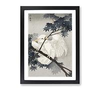 Yellow Crested Cockatoo In A Tree By Ohara Koson Asian Japanese Framed Print | A2 Black Framed Wall Art | Ready to Hang | Asian Floral Picture | Living Room Bedroom Lounge Office