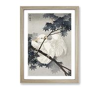 Yellow Crested Cockatoo In A Tree By Ohara Koson Asian Japanese Framed Print | A3 Oak Framed Wall Art | Ready to Hang | Asian Floral Picture | Living Room Bedroom Lounge Office