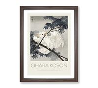 Yellow Crested Cockatoo In A Tree By Ohara Koson Exhibition Museum Asian Japanese Framed Print | A3 Walnut Framed Wall Art | Ready to Hang | Asian Floral Picture | Living Room Bedroom Lounge Office