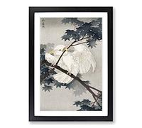 Yellow Crested Cockatoo in a Tree by Ohara Koson Framed Print | A2 Black Framed Wall Art | Ready to Hang | Modern Floral Picture | Living Room Bedroom Lounge Office