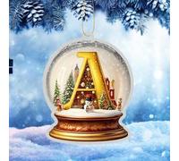 Yellow Crystal Ball Acrylic Car Ornament - 26 Letter Christmas Tree Pendant for Indoor Outdoor, Wedding Decor & Party Decoration