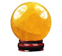 Yellow Crystal Ball Calcite Quartz Sphere Gemstone with Stand Feng Shui Ornament Sculpture Figurine,20cm/7.9in Gemstone Stone