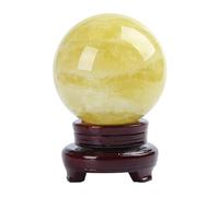 Yellow Crystal Ball Natural Citrine Crystal Sphere Ball Crystal Divnation Sphere Feng Shui Crystal Display Sphere Ornaments,4.33in