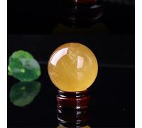 Yellow Crystal Ball Ornaments Calcite Iceland Spar Decoration Decoration,Yellow,130mm