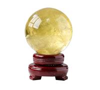 Yellow Crystal Ball Ornaments raw Stone Home Office Opening Decoration with Base,65mm