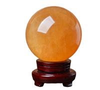 Yellow Crystal Ball White Ornaments feng Shui Rough Stone Polished Calcite Iceland Spar,Yellow-5cm