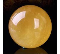 Yellow Crystal Decorative Balls with Stand Glass Ball Sphere Ornaments for Home Office Desk Decoration,Yellow,300mm